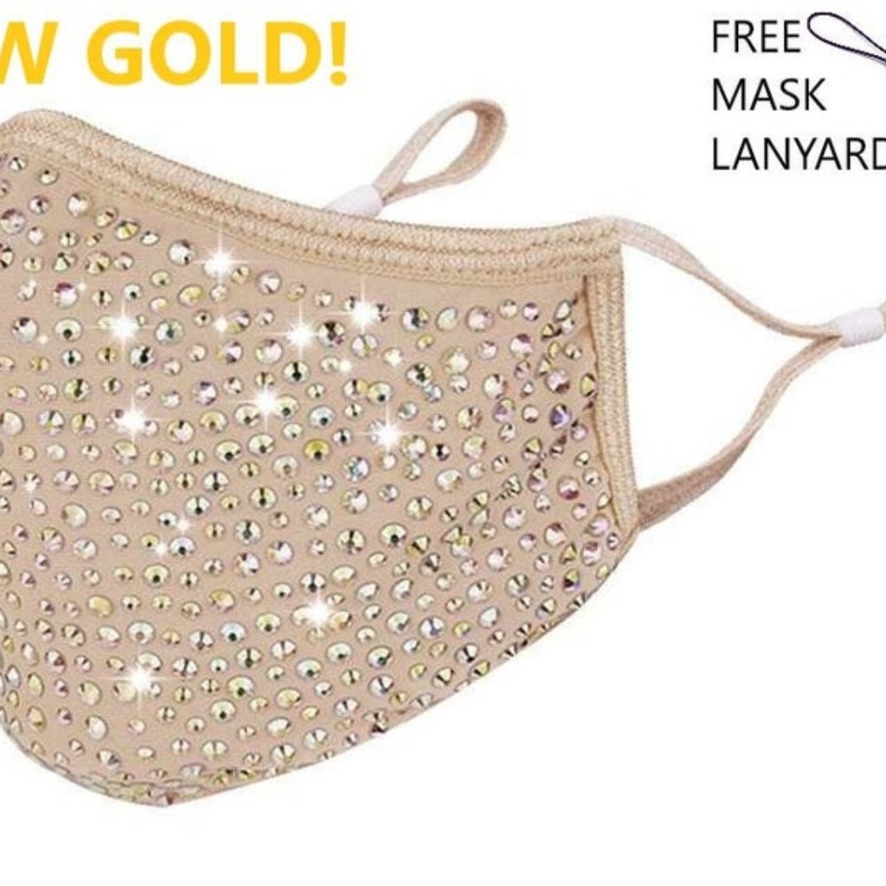 NEW GOLD SWAROVSKI bling face mask best selling